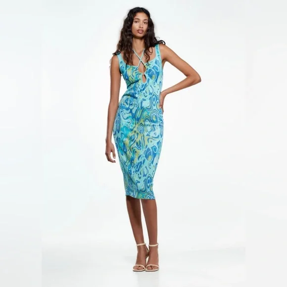 Zara | Dresses | Zara Cut Out Jacquard Dress | Poshmark